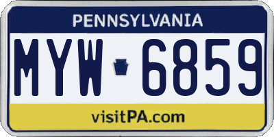 PA license plate MYW6859