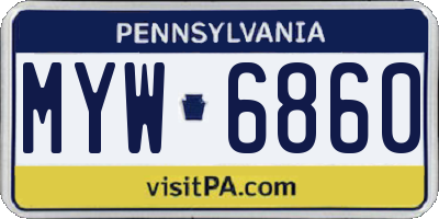 PA license plate MYW6860