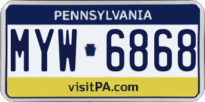 PA license plate MYW6868