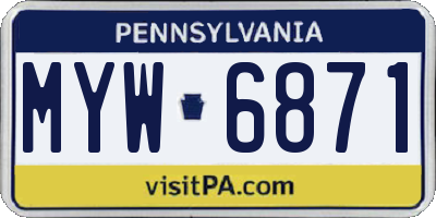 PA license plate MYW6871