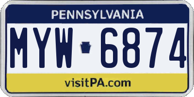 PA license plate MYW6874