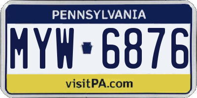 PA license plate MYW6876
