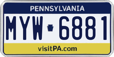 PA license plate MYW6881