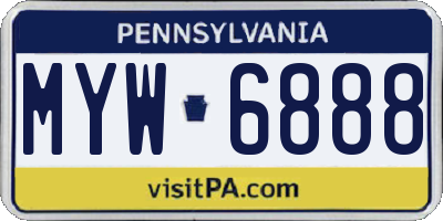 PA license plate MYW6888