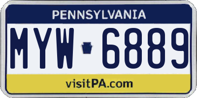 PA license plate MYW6889