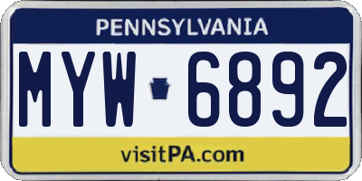 PA license plate MYW6892