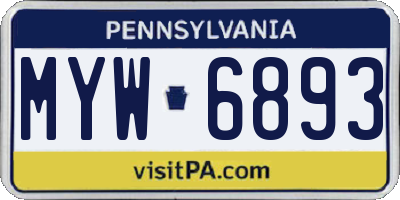 PA license plate MYW6893