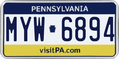 PA license plate MYW6894