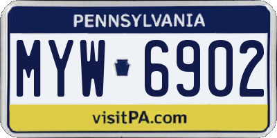 PA license plate MYW6902