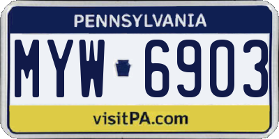 PA license plate MYW6903