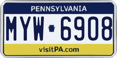 PA license plate MYW6908