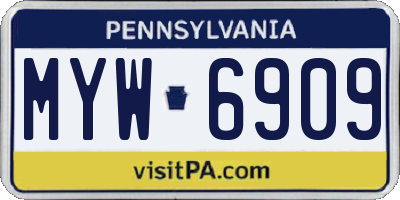 PA license plate MYW6909