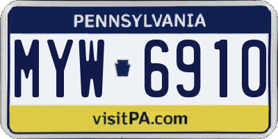 PA license plate MYW6910