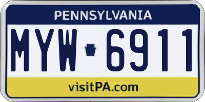PA license plate MYW6911