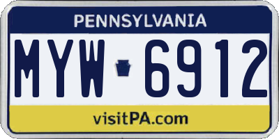 PA license plate MYW6912