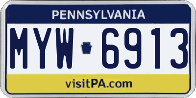 PA license plate MYW6913
