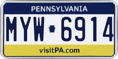 PA license plate MYW6914