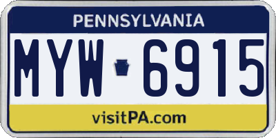 PA license plate MYW6915