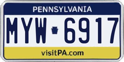 PA license plate MYW6917