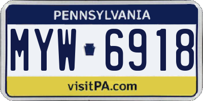 PA license plate MYW6918