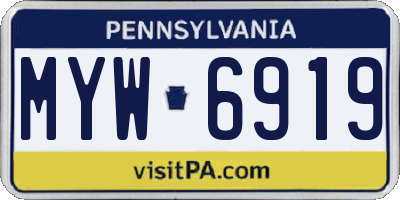 PA license plate MYW6919