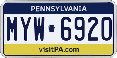 PA license plate MYW6920