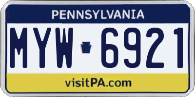 PA license plate MYW6921