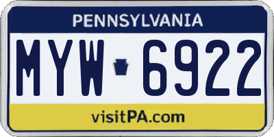 PA license plate MYW6922