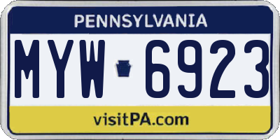 PA license plate MYW6923