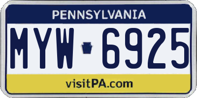 PA license plate MYW6925