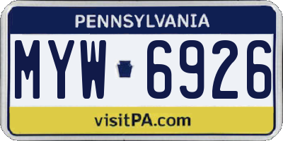 PA license plate MYW6926