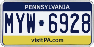 PA license plate MYW6928