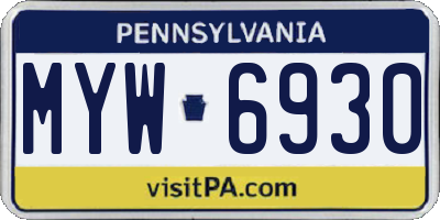 PA license plate MYW6930