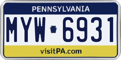 PA license plate MYW6931