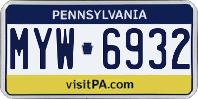 PA license plate MYW6932