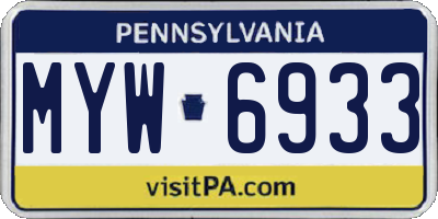 PA license plate MYW6933