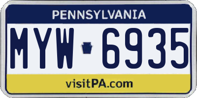 PA license plate MYW6935