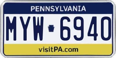 PA license plate MYW6940