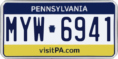 PA license plate MYW6941