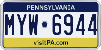 PA license plate MYW6944