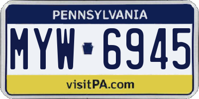 PA license plate MYW6945