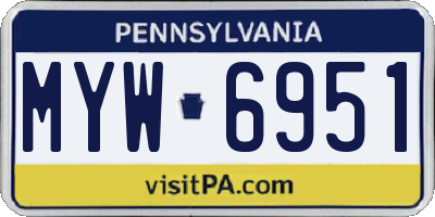 PA license plate MYW6951