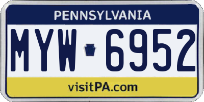 PA license plate MYW6952