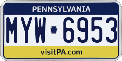 PA license plate MYW6953