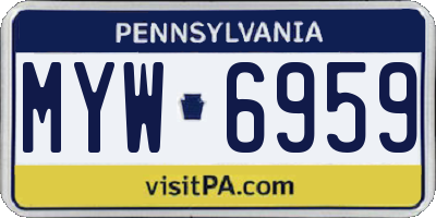 PA license plate MYW6959