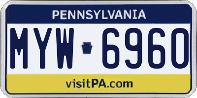 PA license plate MYW6960