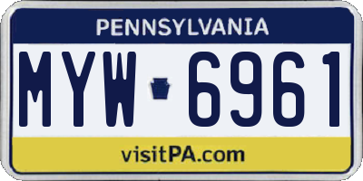 PA license plate MYW6961