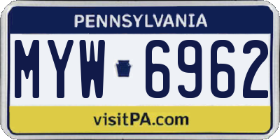 PA license plate MYW6962