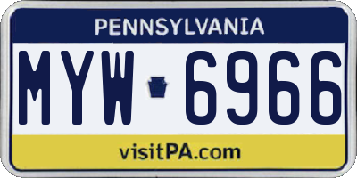 PA license plate MYW6966