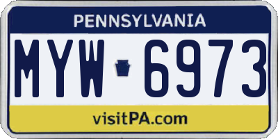 PA license plate MYW6973